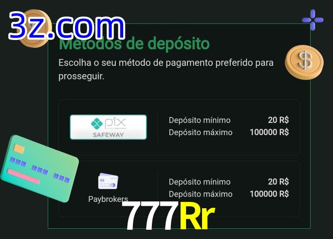 O cassino 777Rr oferece uma grande variedade de métodos de pagamento